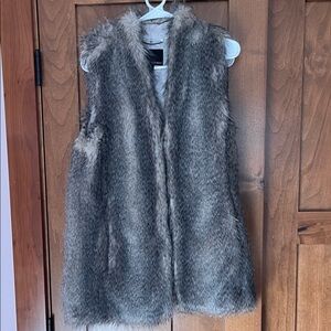 Banana Republic Gray Faux Fur Vest